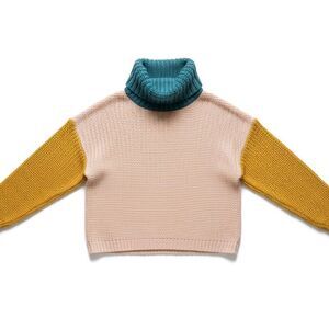 Chunky Knit Cowl Neck Sweater Sz M Cozy Cottage Pink Teal Spring Transitional